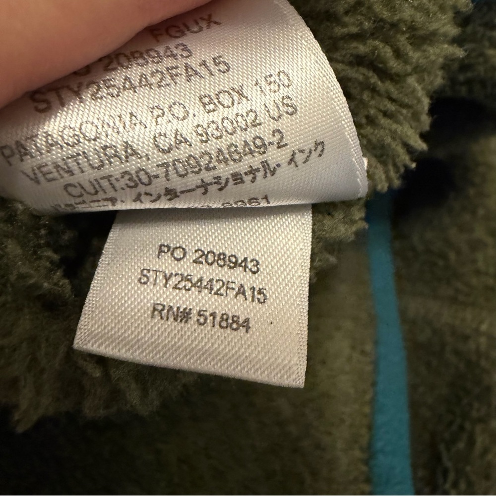 Patagonia T-Snap Pullover Fleece Jacket Large Forest Green Teal Trim Comfy Soft - Picture 7 of 7